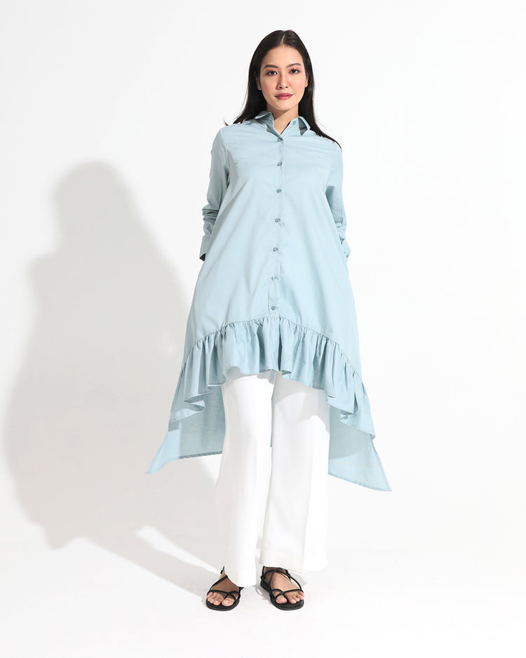 Rory Shirt Dress in Mist Grey