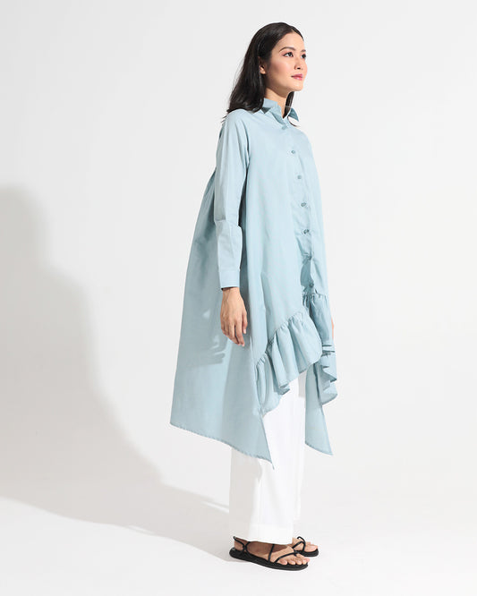 Rory Shirt Dress in Mist Grey