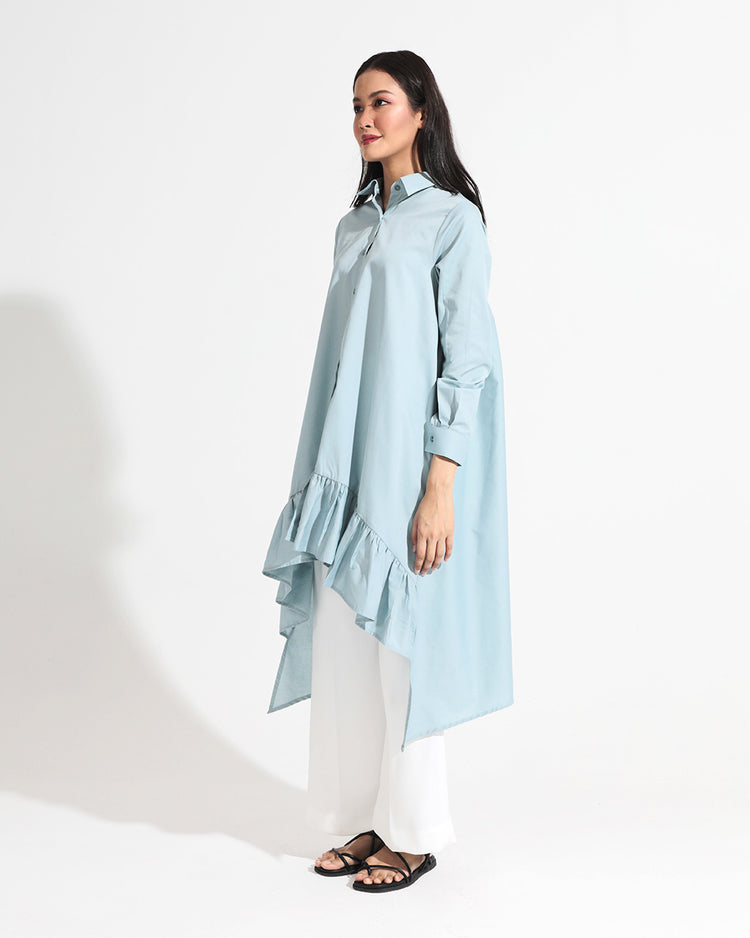 Rory Shirt Dress in Mist Grey