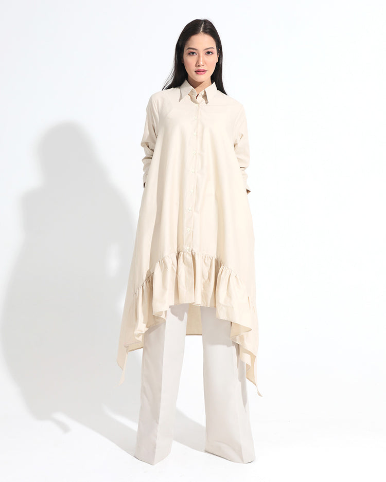 Rory Shirt Dress in Nude Cotton