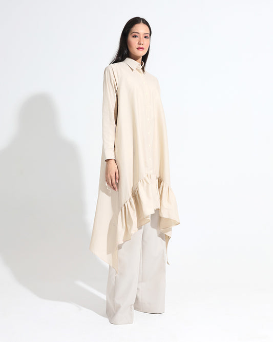 Rory Shirt Dress in Nude Cotton