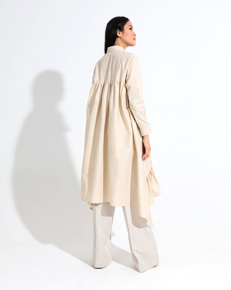 Rory Shirt Dress in Nude Cotton