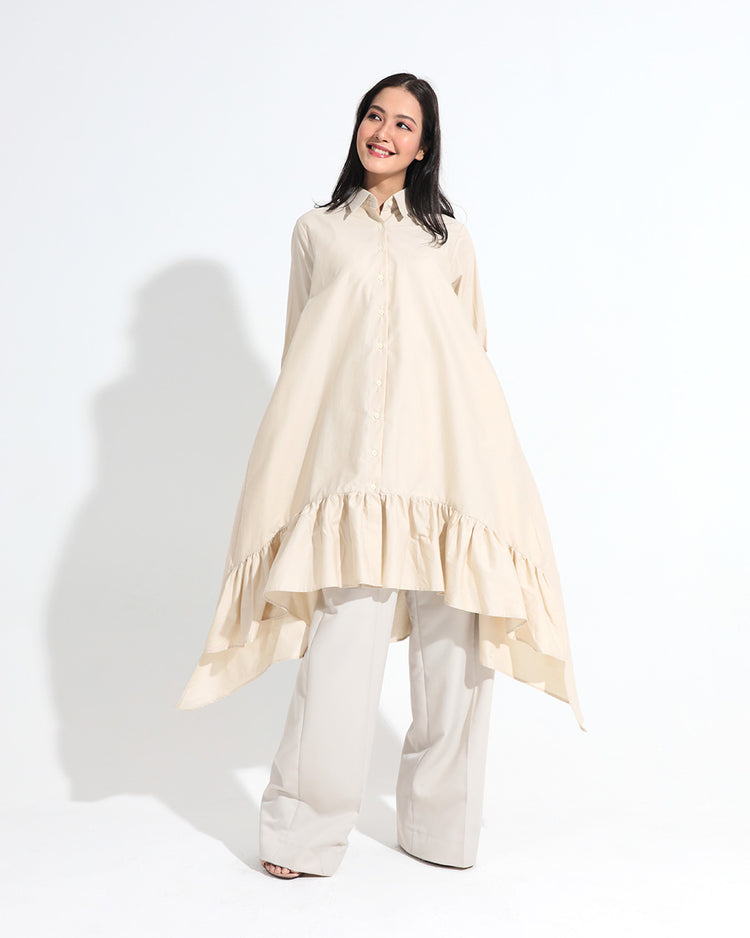 Rory Shirt Dress in Nude Cotton