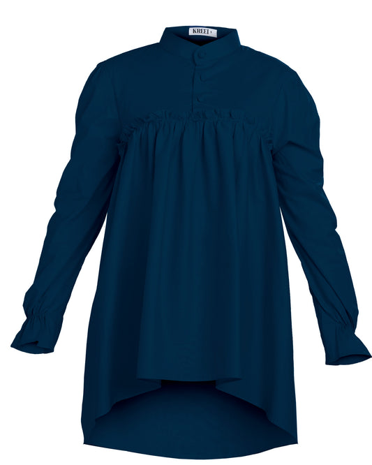 Katrina Baby Doll Blouse in Prussian Blue