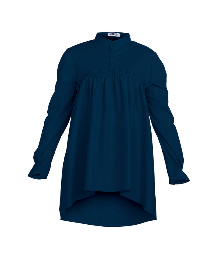 Katrina Baby Doll Blouse in Prussian Blue