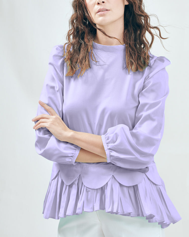 Mabel Scalloped Top in Lilac