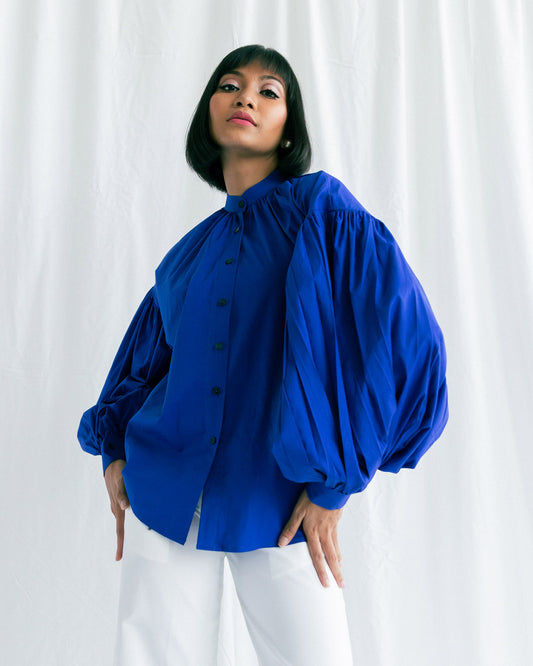 Millie Puff Shirt in Electric Blue