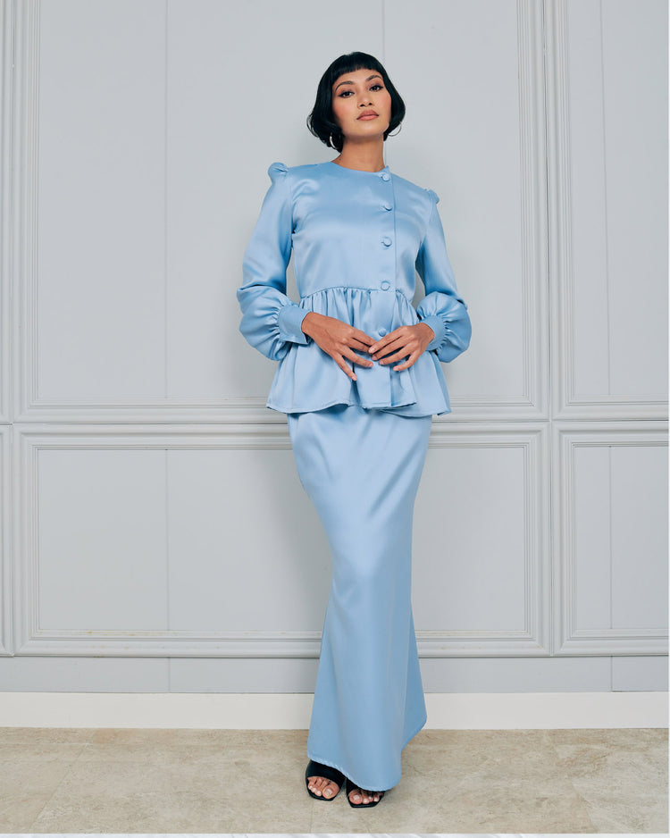 Sariya Duchess Kurung Peplum in Baby Blue