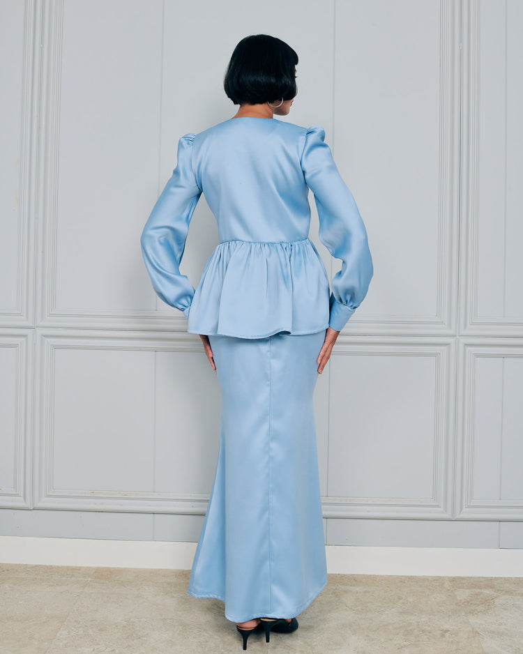 Sariya Duchess Kurung Peplum in Baby Blue