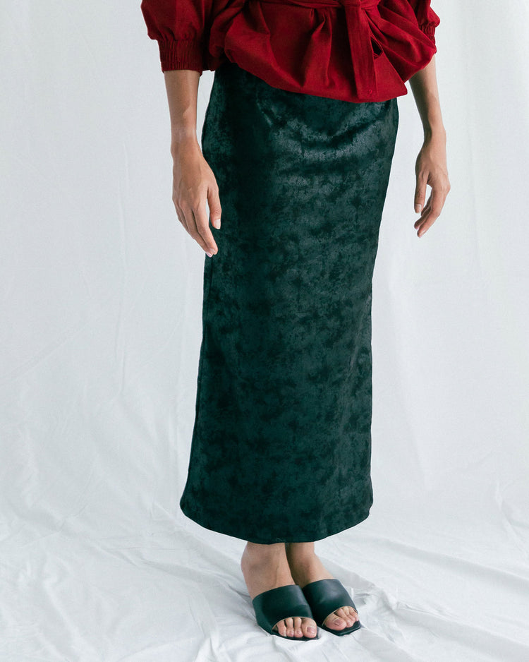 Natasha Faux Leather Pencil Skirt with Slit